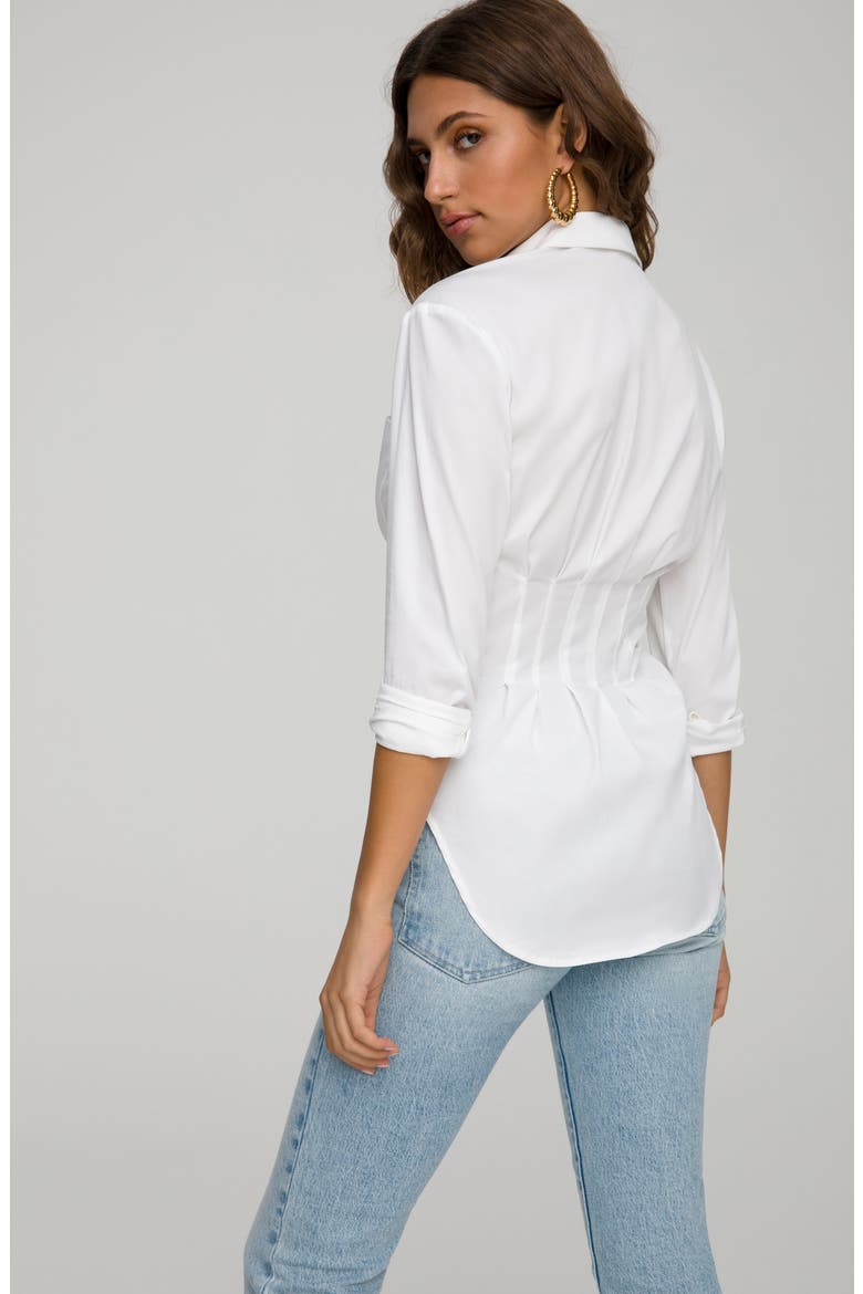 Dart Waist Button-Up Shirt, Alternate, color, WHITE001