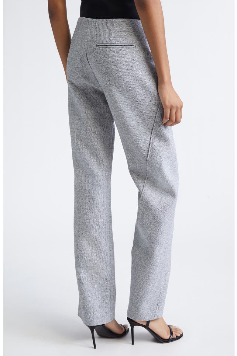 Oblique Caviar Asymmetric Wool Straight Leg Pants, Alternate, color, HERITAGE WHITE/ BLACK