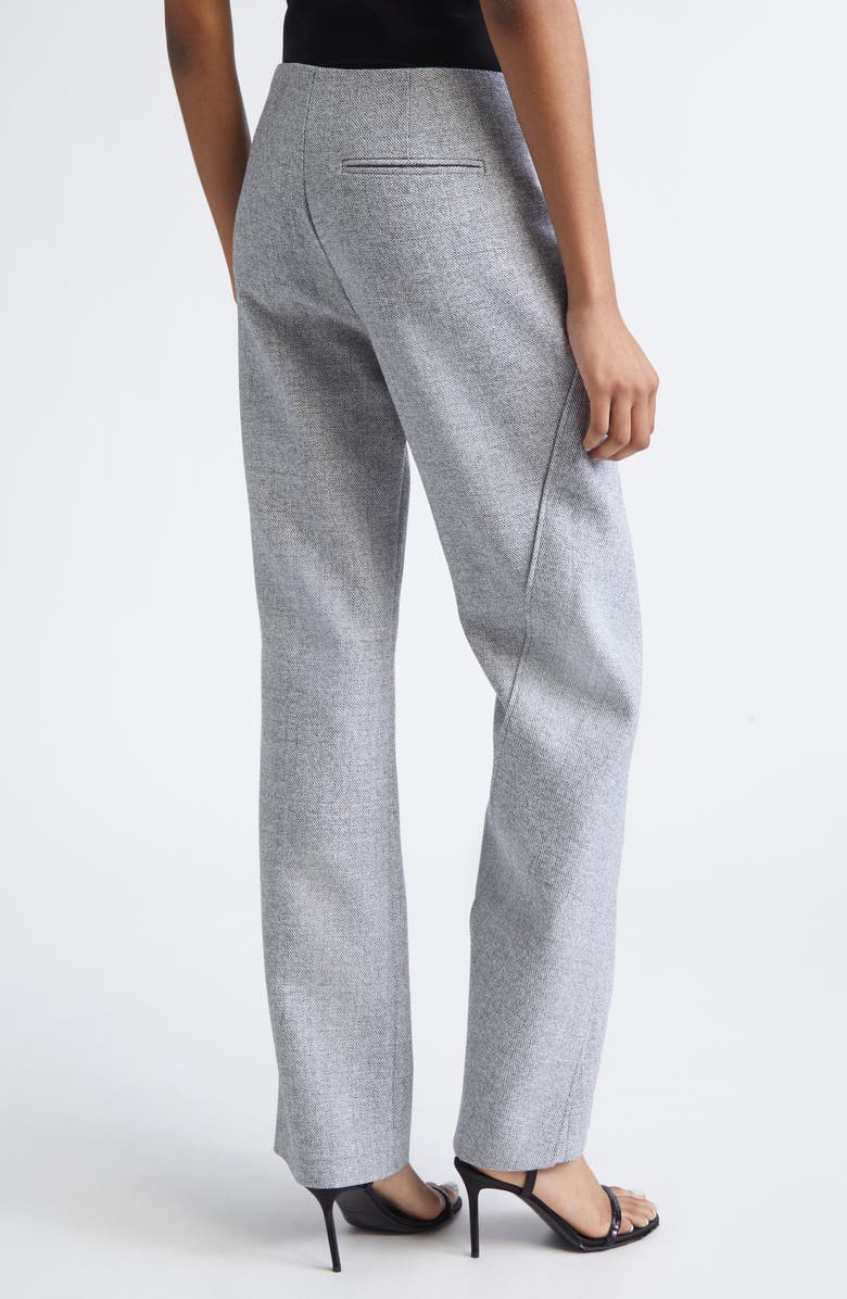 Courrèges Oblique Caviar Asymmetric Wool Straight Leg Pants, Alternate, color, Heritage White/ Black