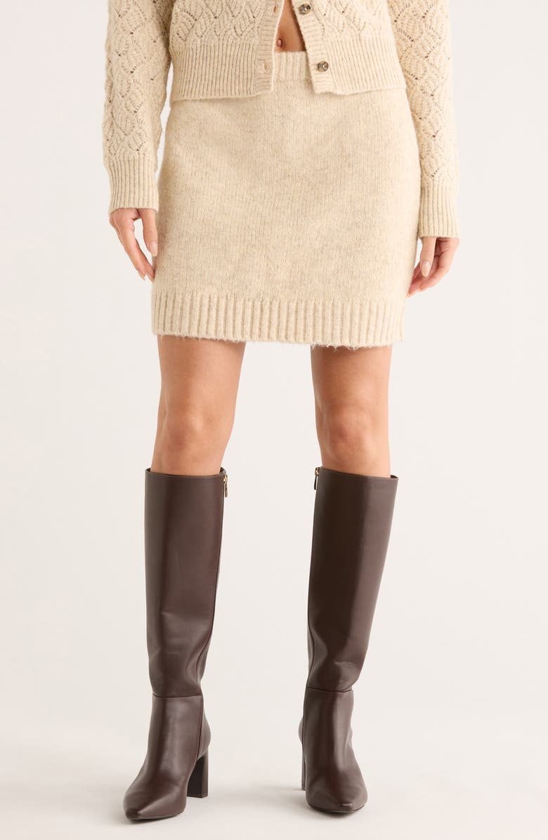Melrose and Market Sweater Mini Skirt, Main, color, Beige Heather