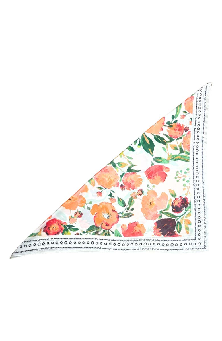 Nicole Miller Floral Satin Scarf, Alternate, color, White