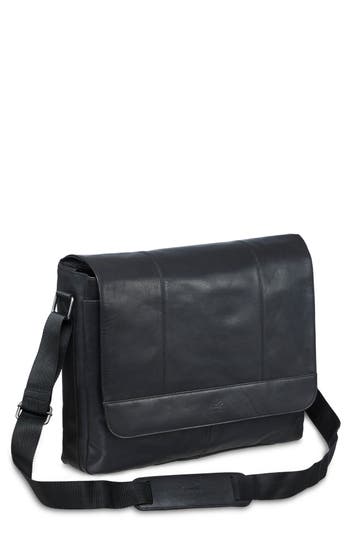 Mancini Leather Laptop Messenger Bag In Black