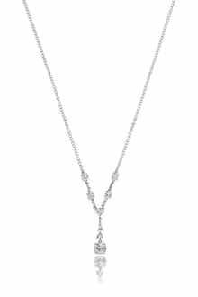 RIVKA FRIEDMAN White Rhodium Clad Layered CZ Drop Necklace