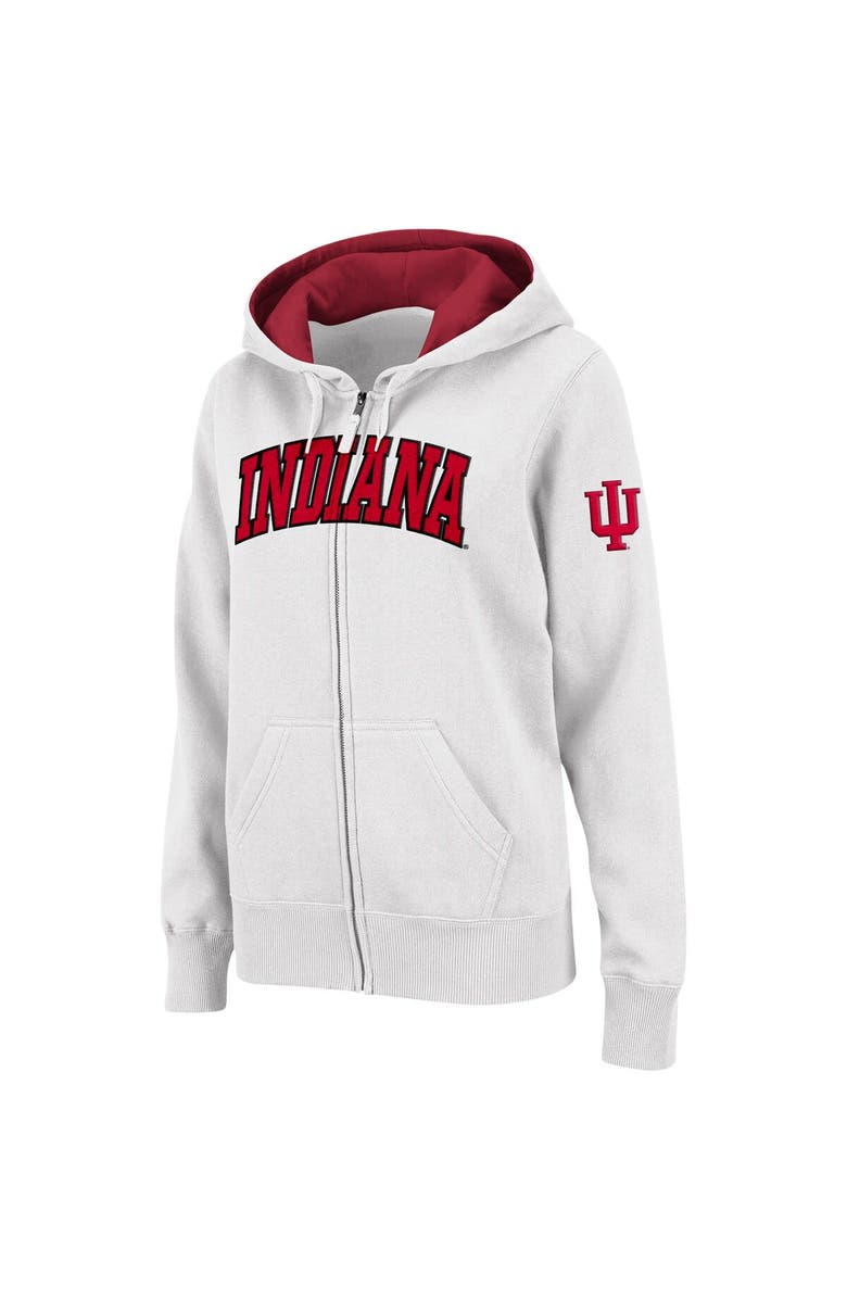 COLOSSEUM Women's Colosseum White Indiana Hoosiers Arched Name Full-Zip Hoodie, Alternate, color, White