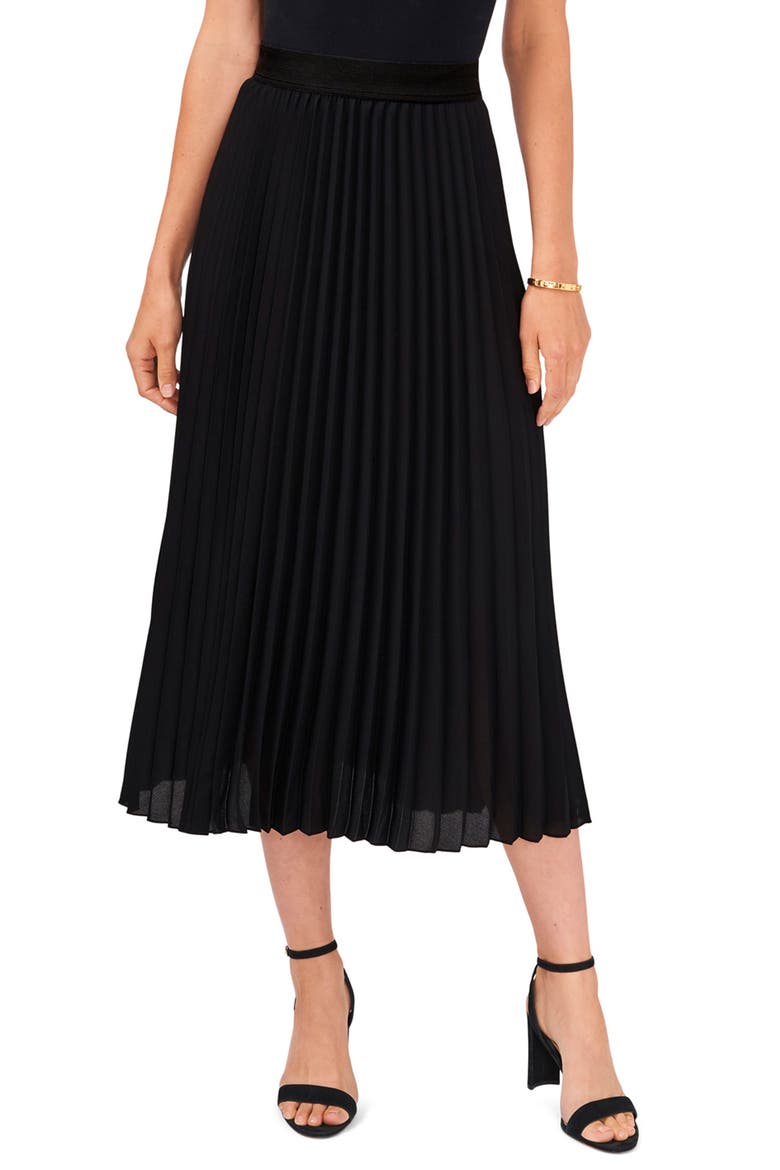 Pleated Midi Skirt, Main, color, BLACK
