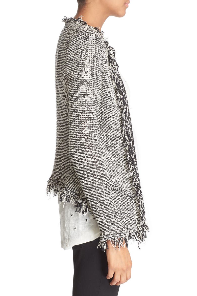 'Azure' Fringe Jacket, Alternate, color, BLACK/ ECRU