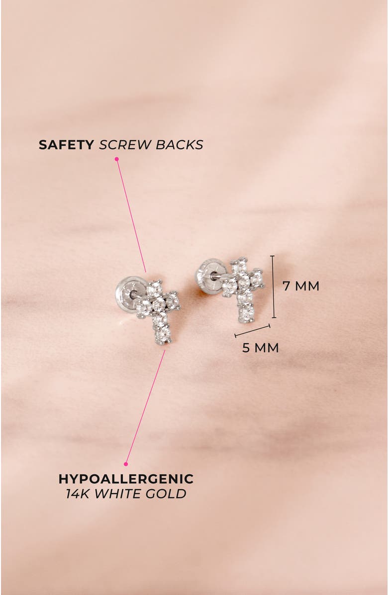 In Season Jewelry 14k Cubic Zirconia Cross Earrings, Alternate, color, Silver