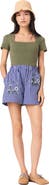 maje Embroidered striped cotton shorts