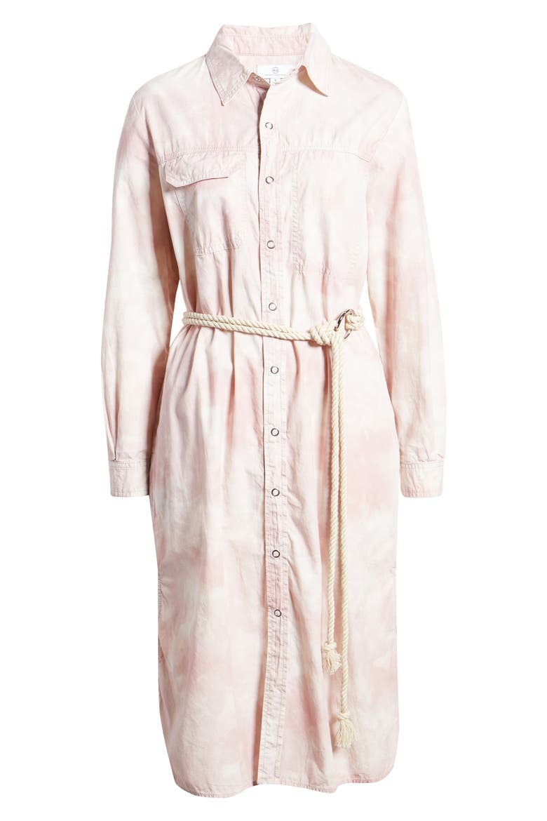 Taylor Long Sleeve Midi Shirtdress, Alternate, color, ABSTRACT TIEDYE ROCKY MAUVE