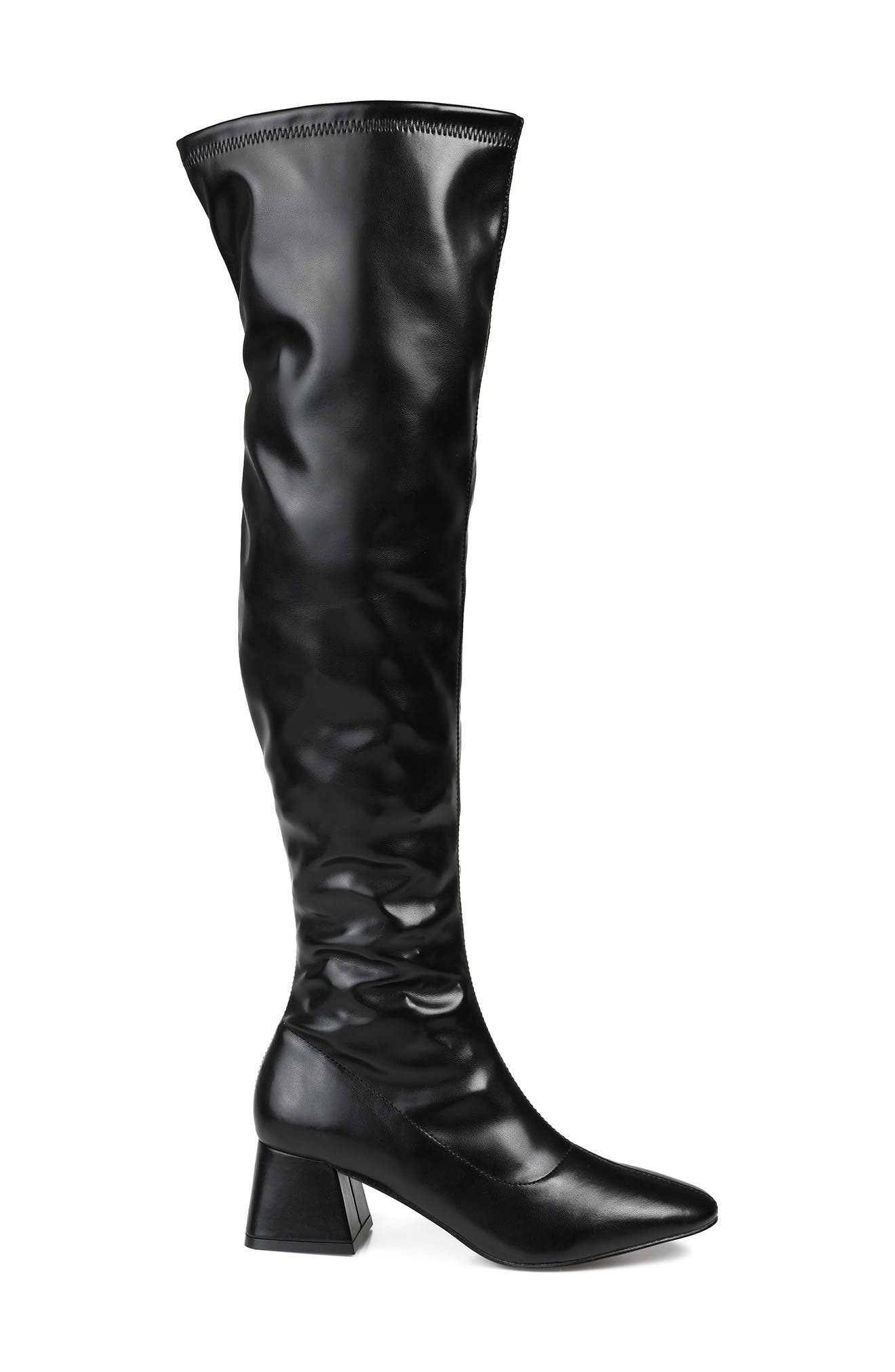 Journee Collection Melika Tall Ruched Shaft Vegan Leather Boot, Alternate, color, 