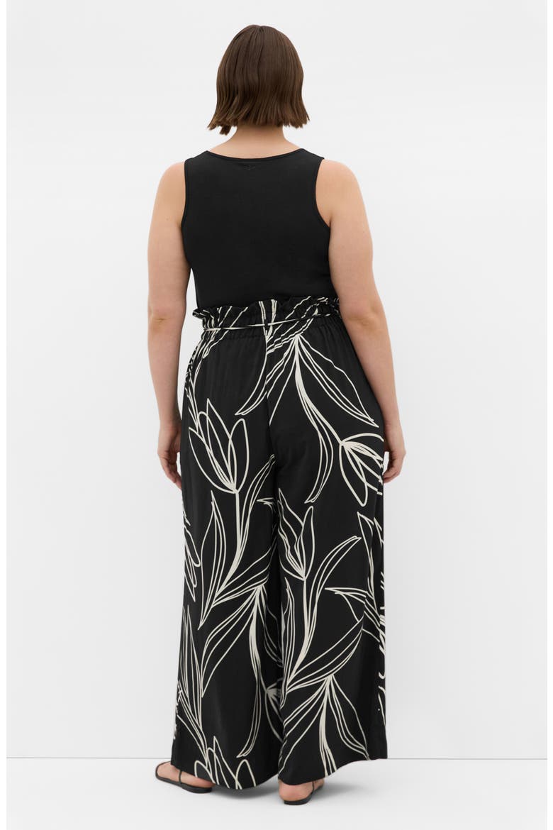 Shania Paperbag Waist Wide Leg Pants, Alternate, color, BLACK BLOOM