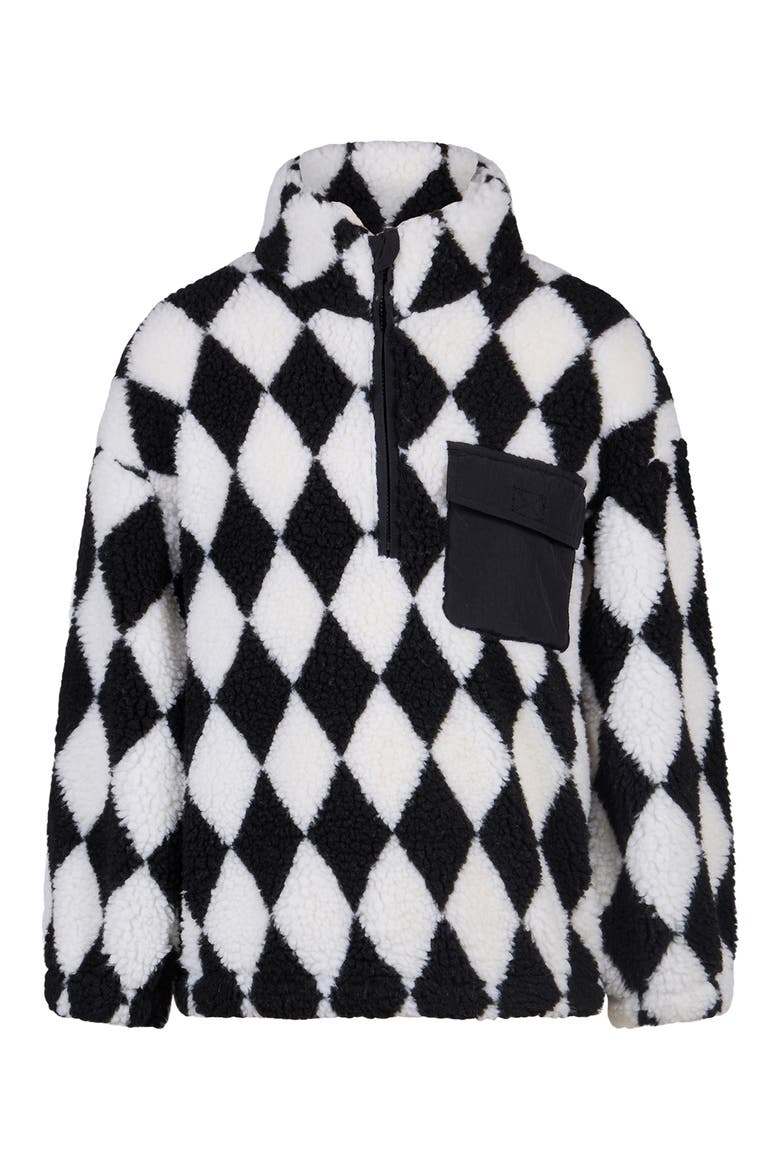 Kids' Harlequin Half Zip Sherpa Pullover, Main, color, HARLEQUIN