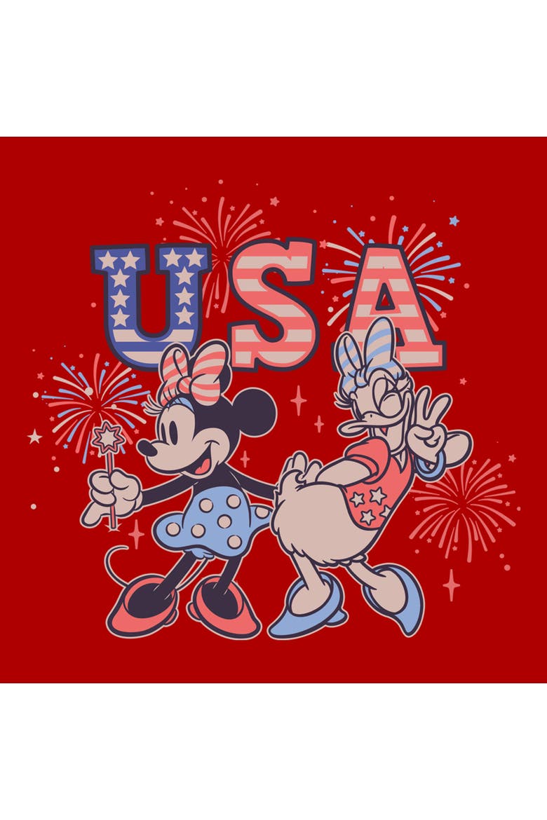 Men's Mickey & Friends Minnie and Daisy Fireworks  Graphic T-Shirt, Alternate, color, Red