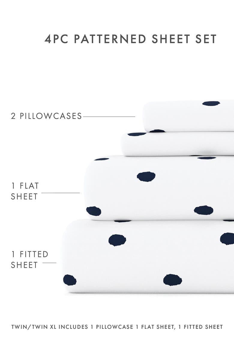 HOMESPUN HOME SPUN Premium Ultra Soft Dots Pattern 4-Piece Bed Sheets Set, Alternate, color, Navy