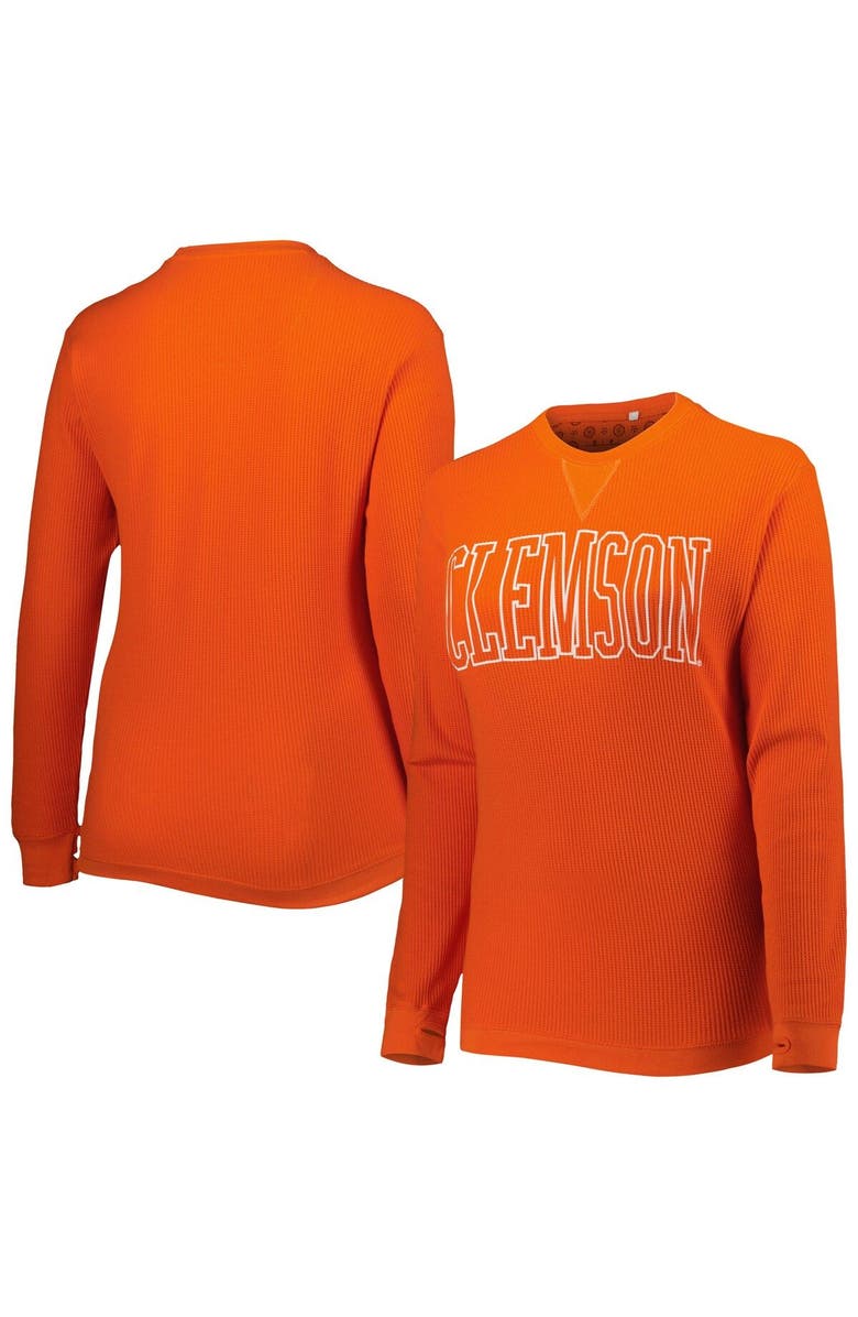 PRESSBOX Women's Pressbox Orange Clemson Tigers Surf Plus Size Southlawn Waffle-Knit Thermal Tri-Blend Long Sleeve T-Shirt, Main, color, 