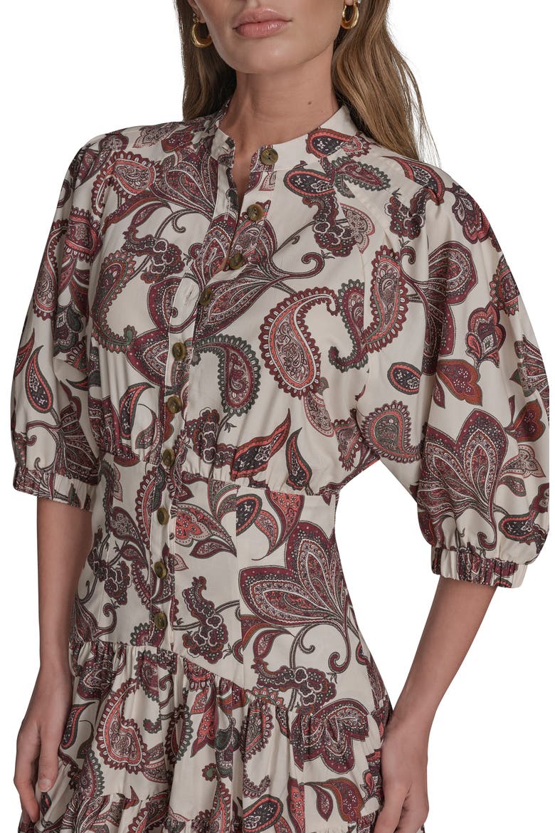 Print Tiered Dress, Alternate, color, DARK CREAM/ ORCHID BLOOM