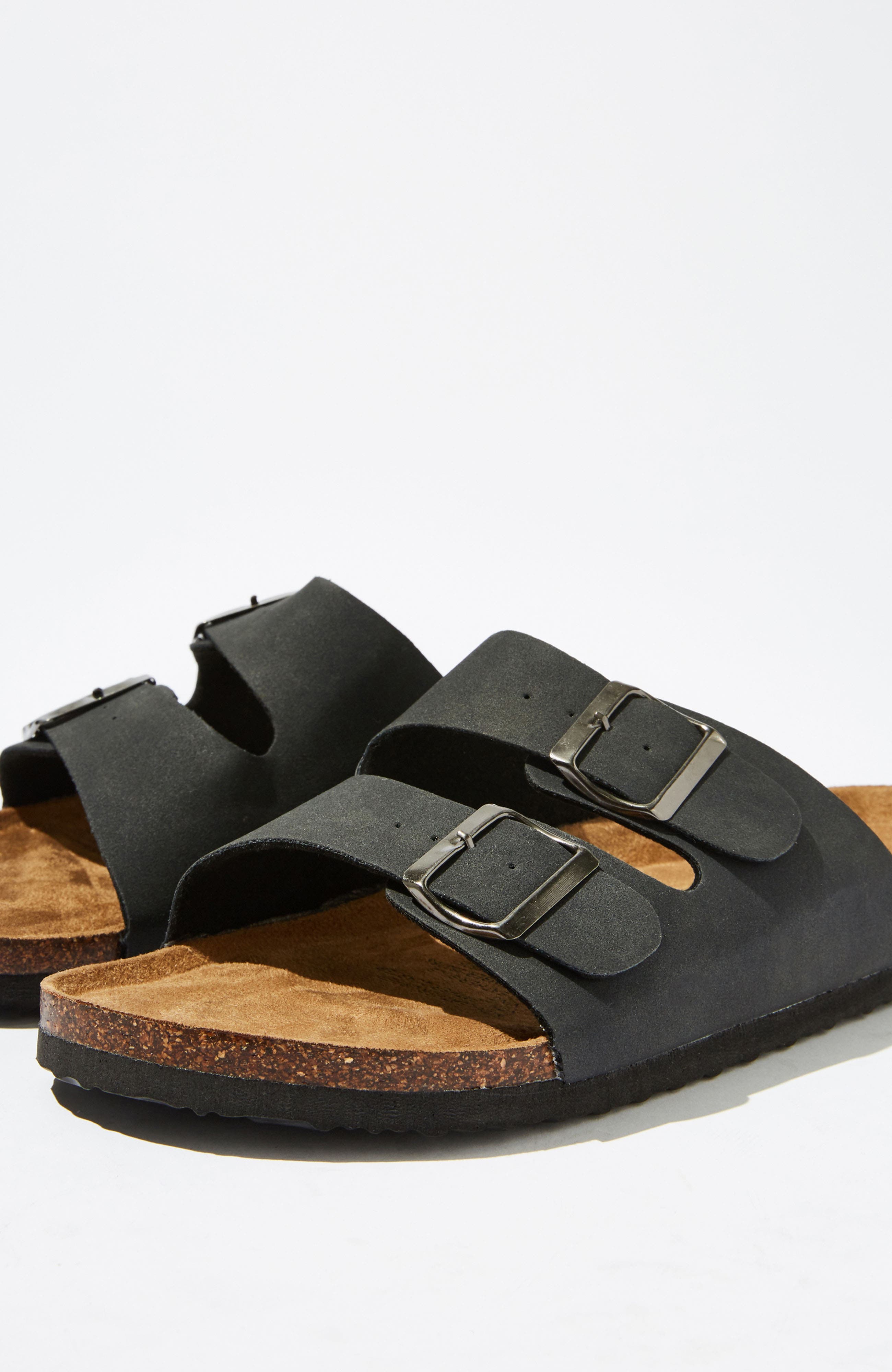 Men's Double Buckle Sandal, Alternate, color, BLACK