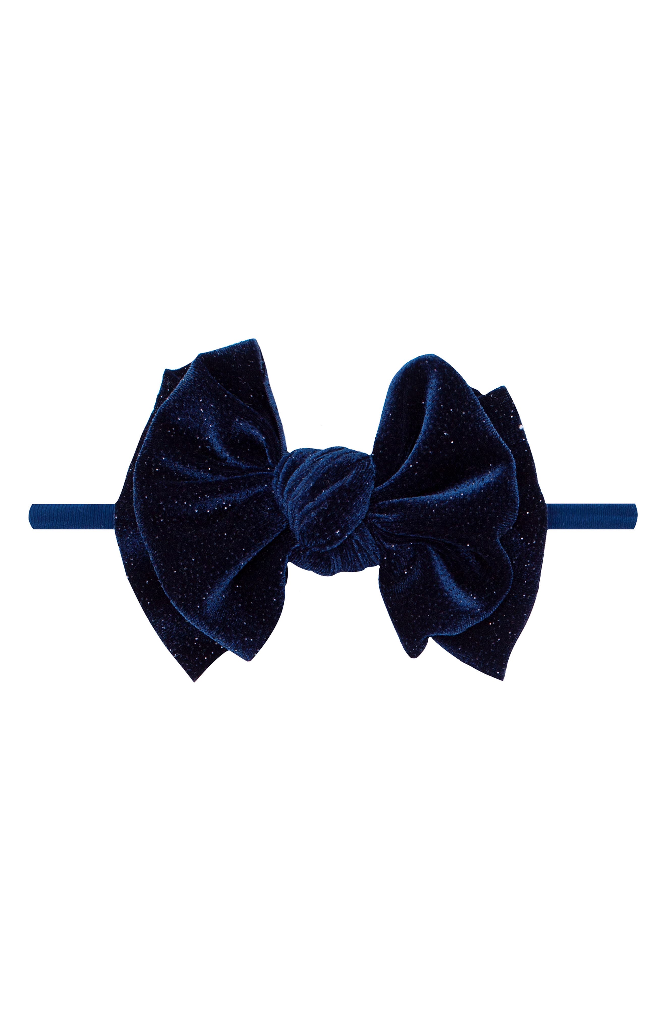 Baby Bling Velvet Fab Skinny Bow Headband in Indigo Glitter 