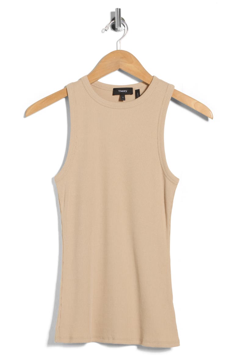Fitted Rib Stretch Organic Cotton Tank, Alternate, color, SAND