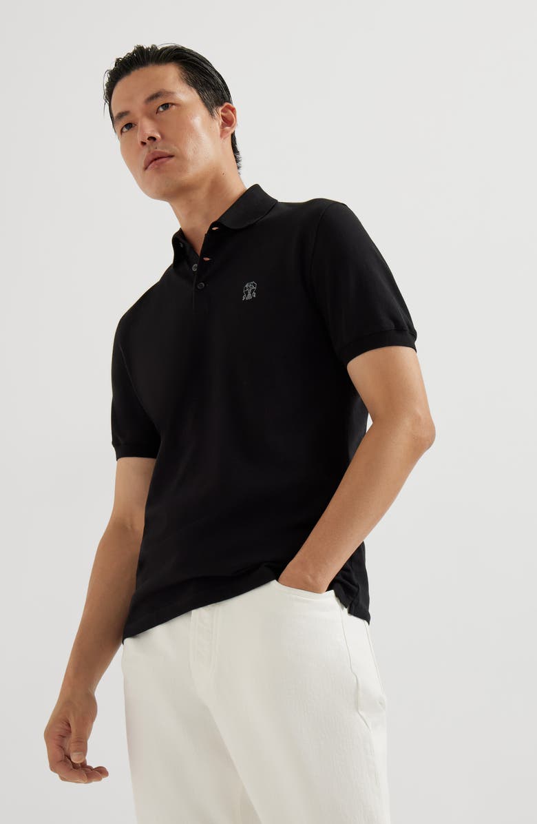 Brunello Cucinelli Piqué polo shirt, Alternate, color, Black