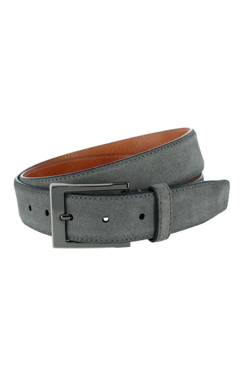 Trafalgar Montera 35mm Suede Belt, Main, color, Grey