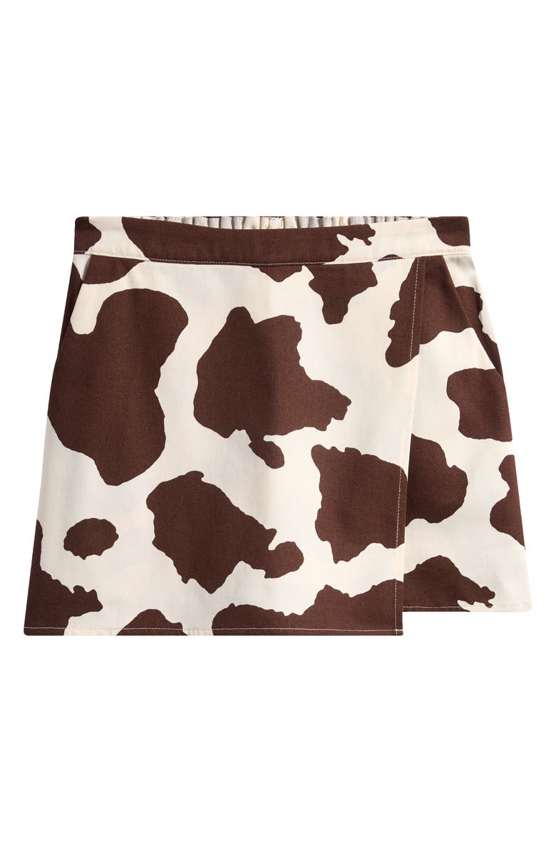 Good Luck Girl Kids' Faux Wrap Skort, Main, color, Chocolate Cow Print