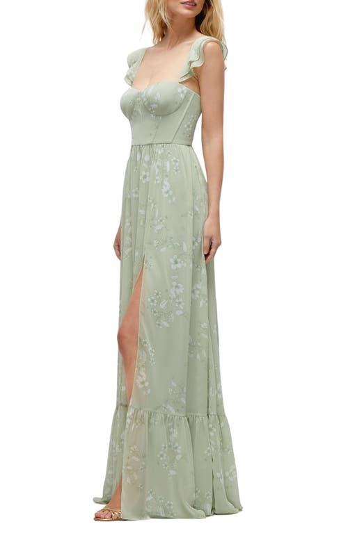 Dessy Collection Bustier Maxi Dress In Vintage Primrose Sage