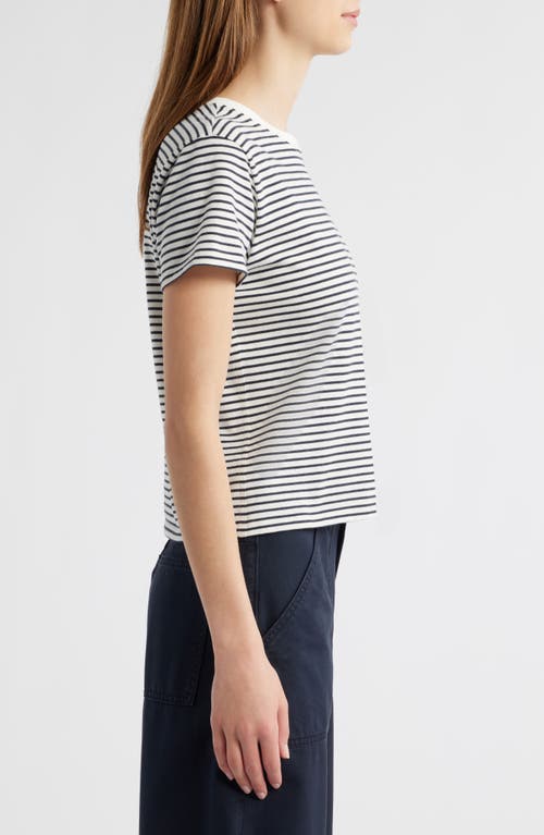 Frame Womens Navy Multi Baby Striped Cotton T-shirt In Gray