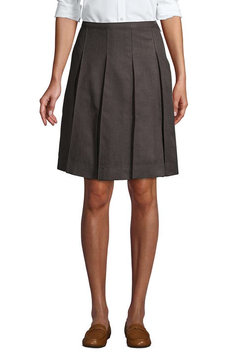 School Uniform  Solid Box Pleat Skirt Top of Knee