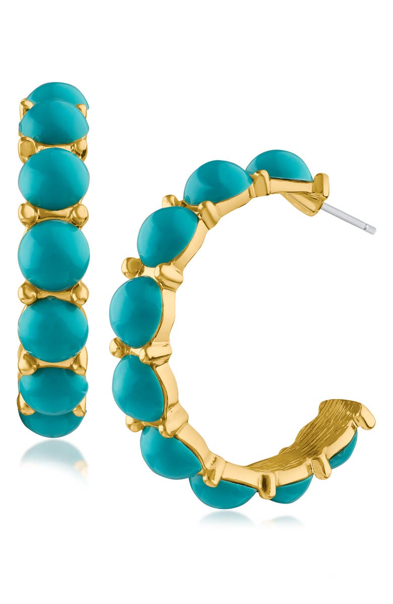 JARDIN Large Round Faux Turquoise Hoop Earrings, Main, color,