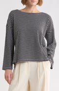 Eileen Fisher Striped Bateau Neck Tee