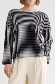 Eileen Fisher Striped Bateau Neck Tee