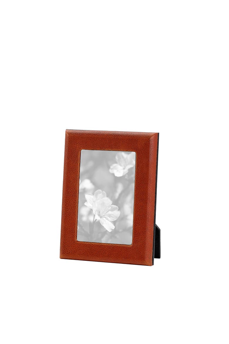 4" x 6"  Leather Studio Frame, Alternate, color, Cognac