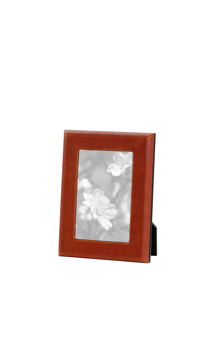 Graphic Image 4" x 6"  Leather Studio Frame, Alternate, color, Cognac