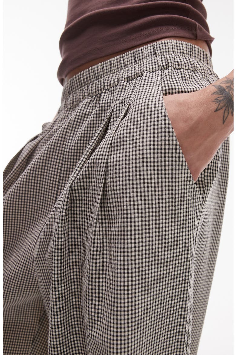 Gingham Tapered Leg Pants, Alternate, color, BROWN MULTI