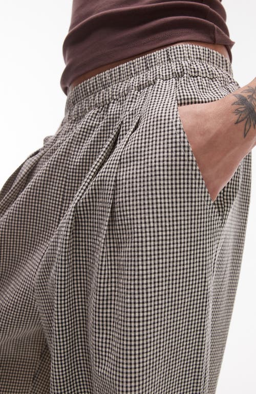 Topshop Gingham Tapered Leg Pants In Brown Multi