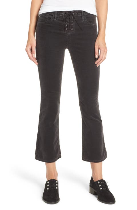 Jodi Lace-Up Crop Jeans (Rich Mercury)