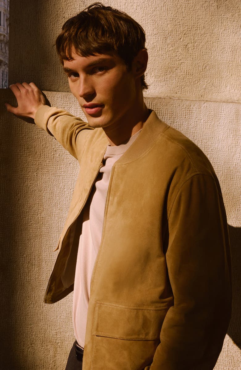 MANGO Suede Bomber Jacket, Alternate, color, 