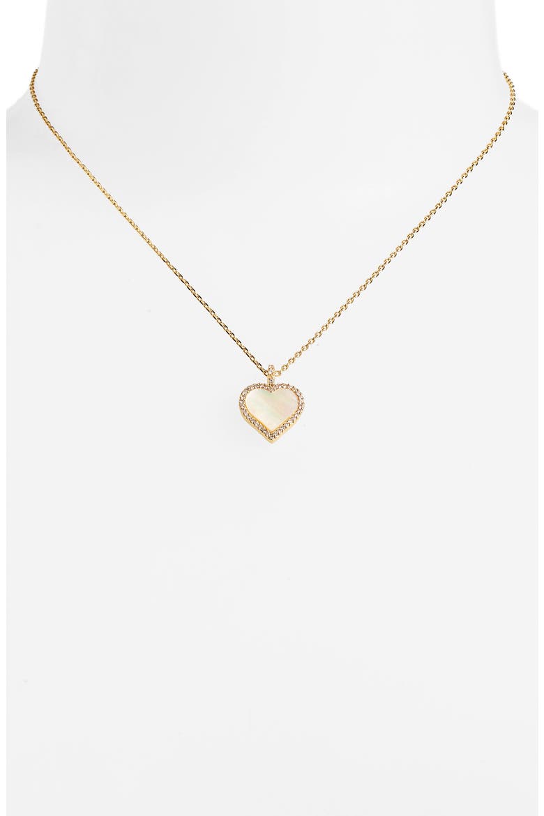take heart mother-of-pearl pendant necklace, Alternate, color, CLEAR/ GOLD
