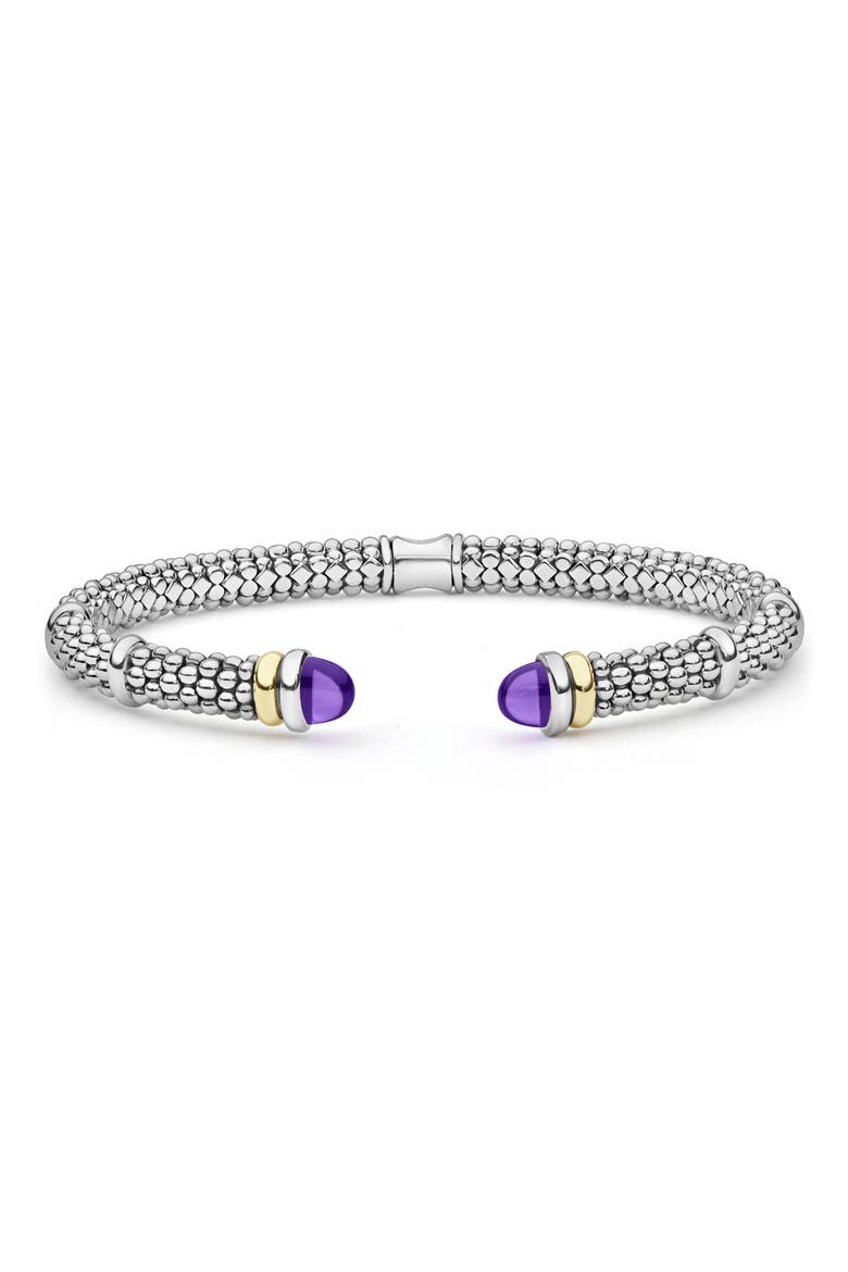 Caviar 18k Gold & Sterling Silver Green Quartz 7-Inch Torque Bracelet, Main, color, AMETHYST