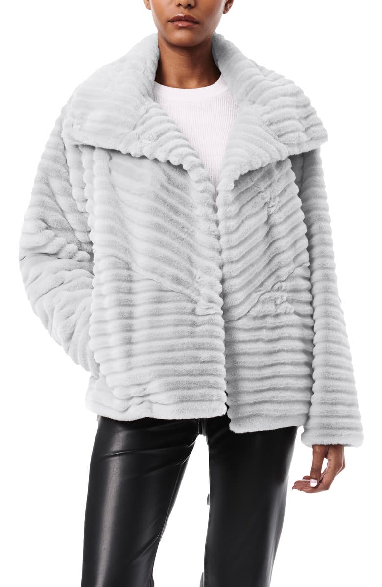 Bernardo Grooved Faux Fur Jacket, Alternate, color, Grey