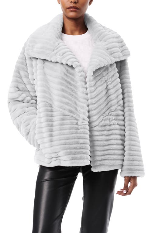 Bernardo Grooved Faux Fur Jacket In Gray