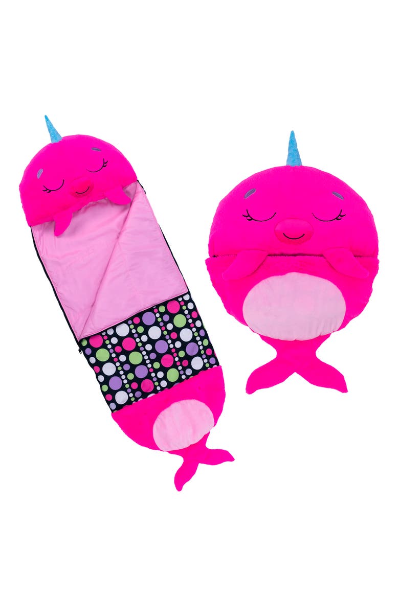 Pillow & Sleepy Sack, Large Neil The Pink Narwhal 7+, Alternate, color, Pink