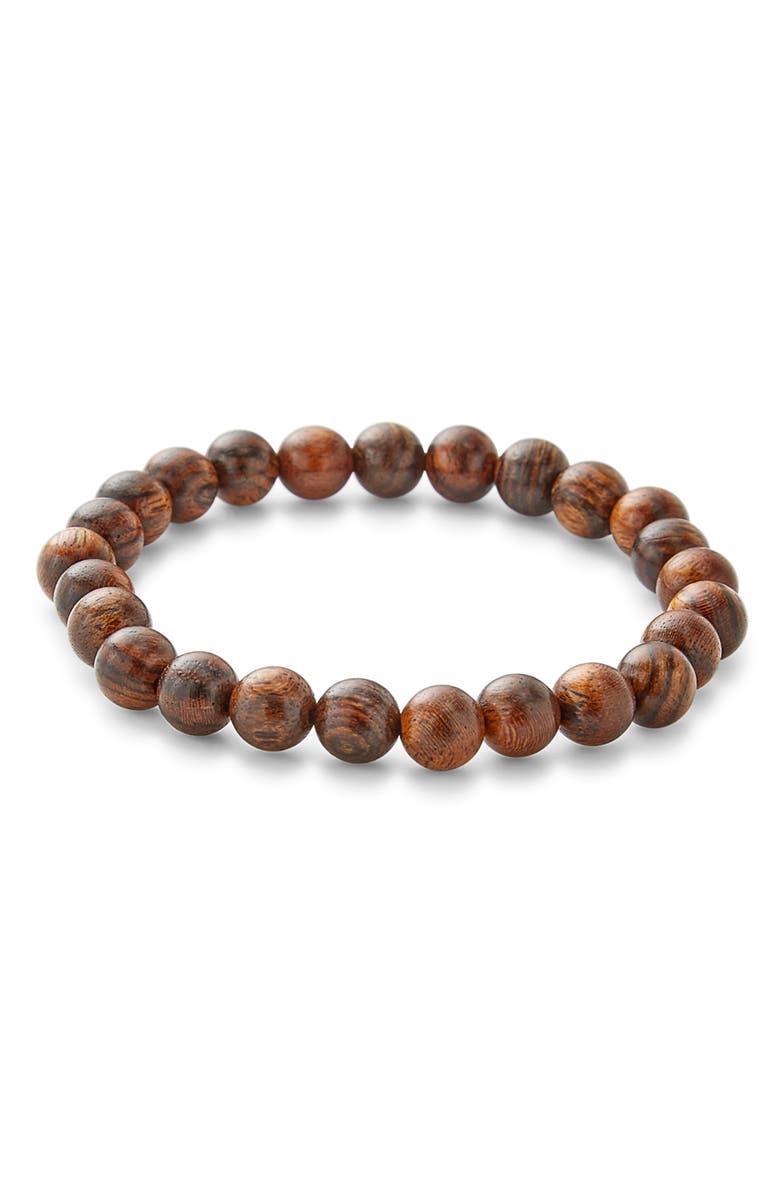Brook and York Men's Tigerwood Bead Bracelet, Main, color, 