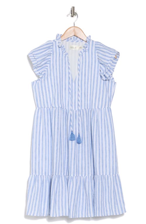 ELIZA J ELIZA J STRIPE FLUTTER CAP SLEEVE BABYDOLL DRESS