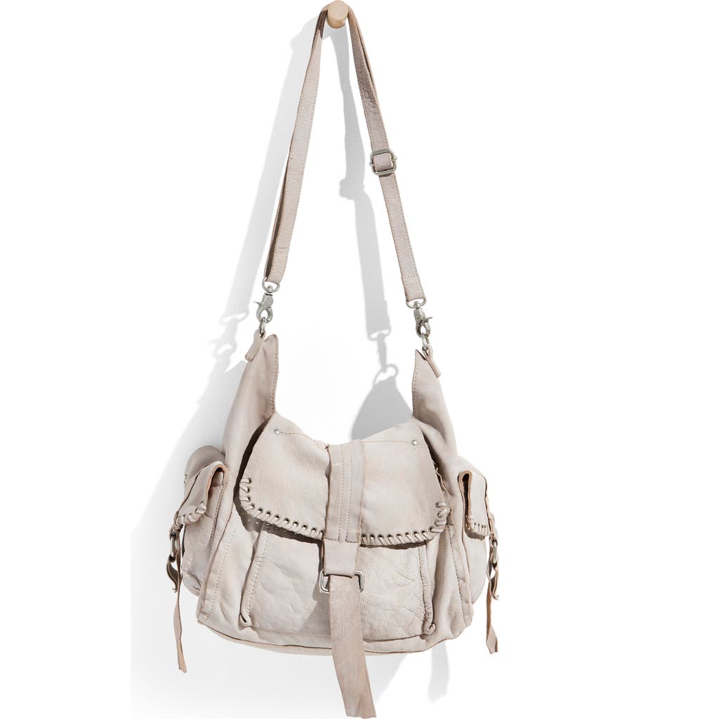 Free People We The Free Leigh Distressed Leather Hobo Bag In White