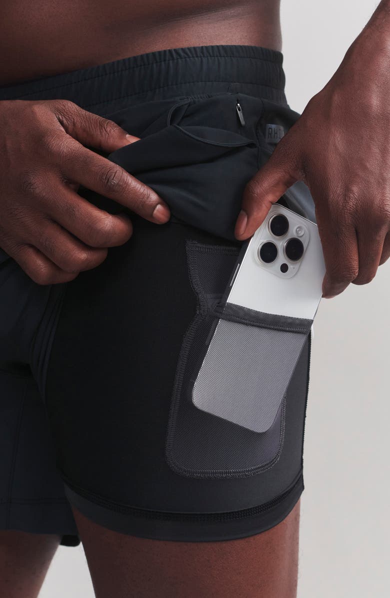 Rhone Pursuit 5-Inch Lined Shorts, Alternate, color, Black