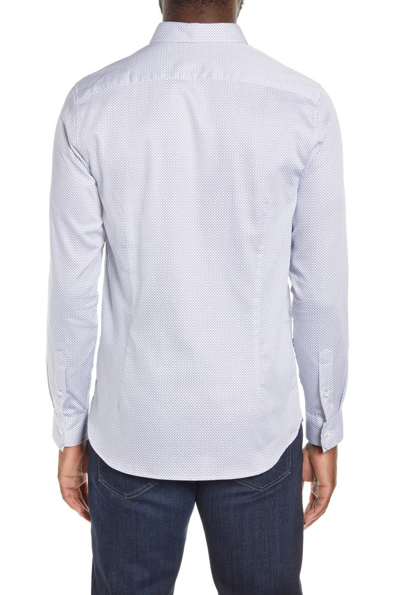 Slim Fit Geo Print Button-Up Shirt, Alternate, color, WHITE