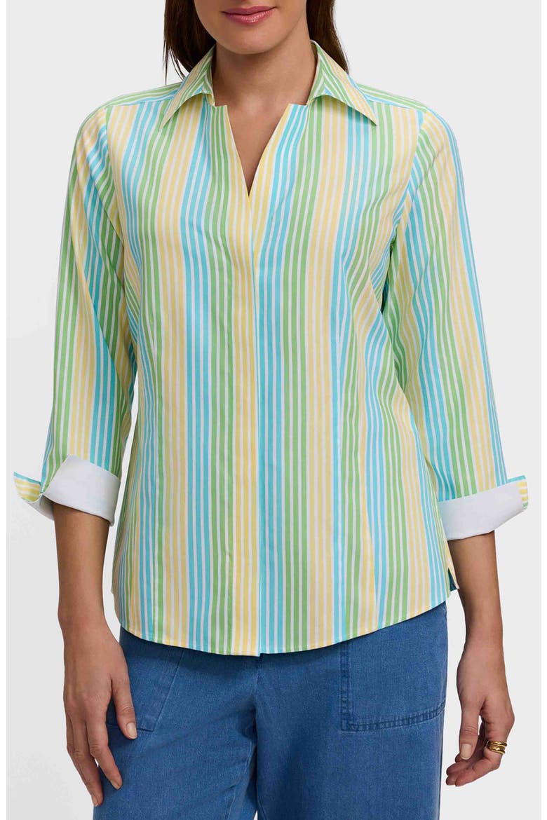 Taylor Stripe Cotton Button-Up Shirt, Main, color, GREEN MULTI