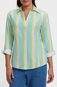 Foxcroft Taylor Stripe Cotton Button-Up Shirt